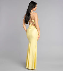 Eve V-Neck Rhinestone Lace-Up Formal Dress