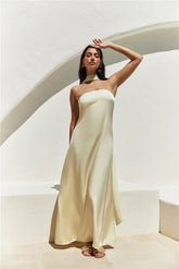 Radiant Rhythm Strapless Maxi Dress Yellow