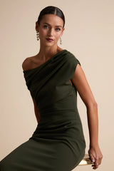 Janine Navy Asymmetrical Maxi Dress