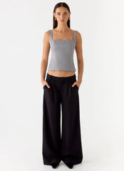False Start Top - Smoke Grey