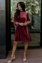 Tina Velvet Short Dress | Mauve