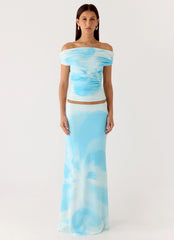 Moka Off Shoulder Top - Blooming Blue