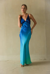 Moana Sunset Satin Maxi Dress