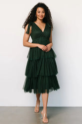 Tessa Tiered Tulle Tank Dress | Dark Green
