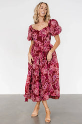 Samara Midi Dress | Rust + Pink