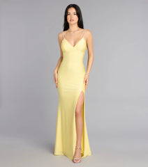 Eve V-Neck Rhinestone Lace-Up Formal Dress