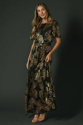 Muse Sequin Maxi Dress | Black + Gold