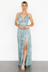 Tasha Sequin Gown | Sage Blue