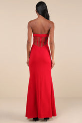 Iconic Arrival Black Strapless Bustier Mermaid Maxi Dress