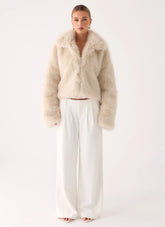 Moonscapes Faux Fur Jacket - Ivory