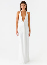 Cheyenne Halter Neck Maxi Dress - Ivory