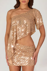 Embellished Micro Mini Skirt in Gold