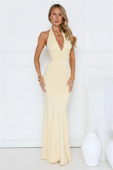 Chic Spark Halter Maxi Dress Yellow