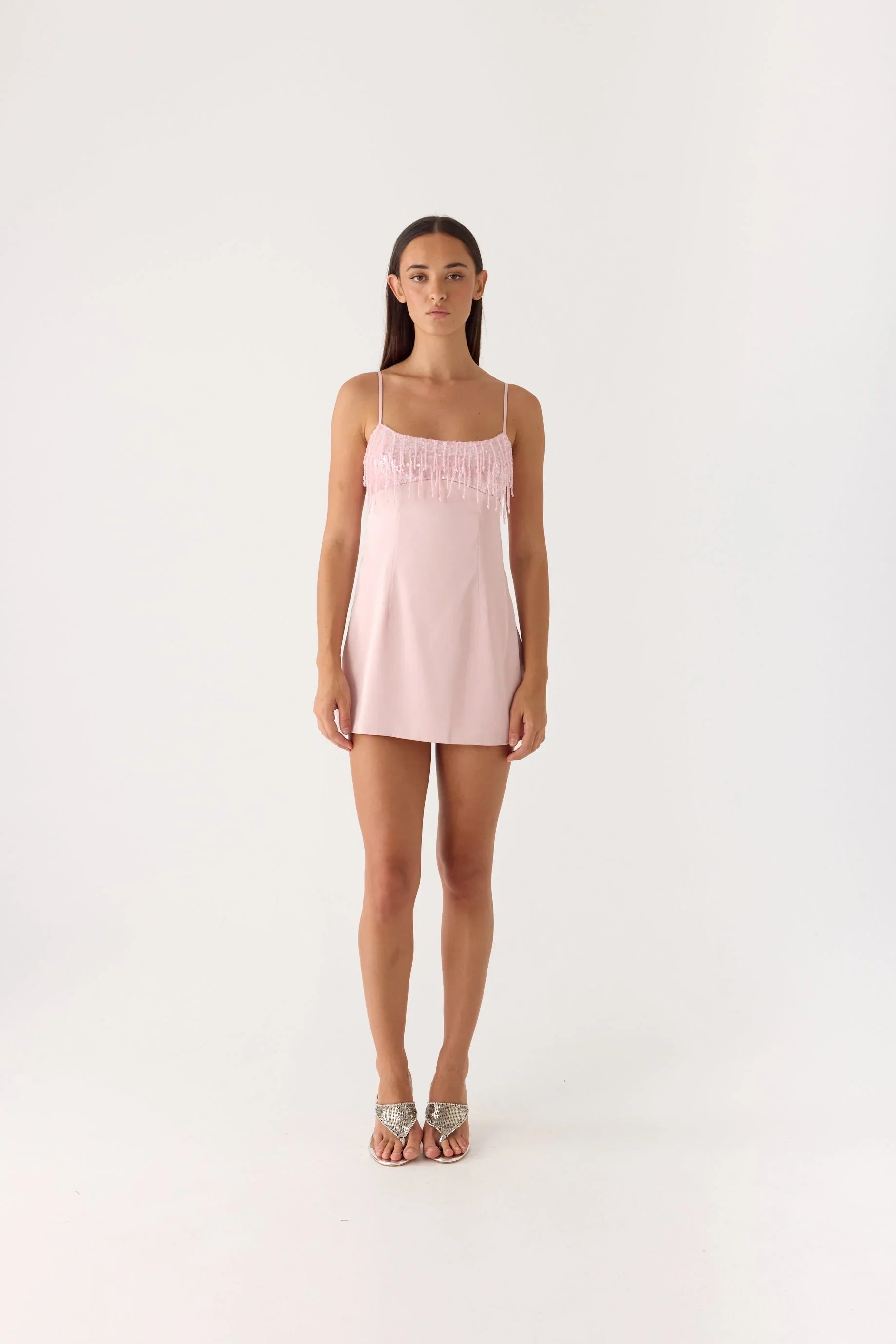 Siren Sequin Beaded Mini Dress - Pink