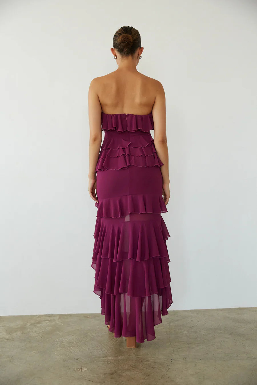 Clementine High Low Ruffle Maxi Dress