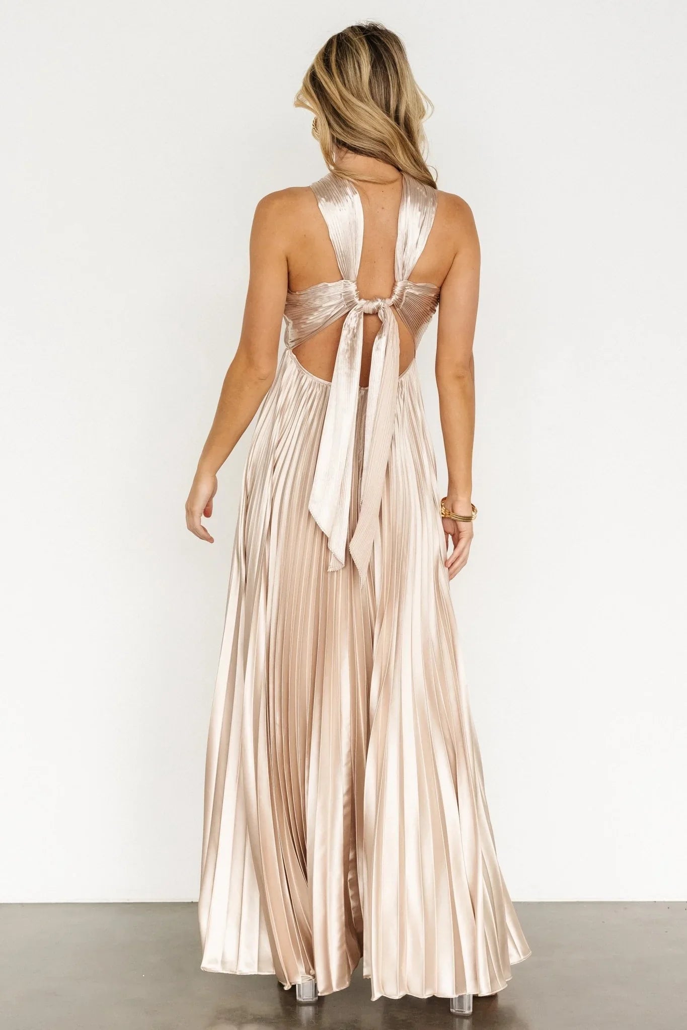 Sandra Pleated Maxi Dress | Champagne