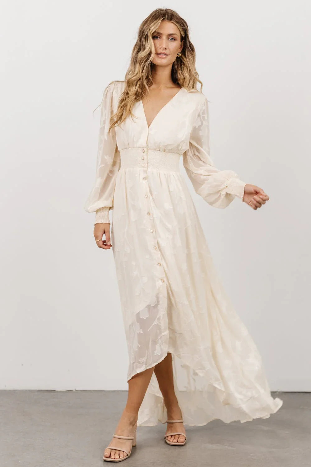 Mayfair High Low Maxi Dress | Vintage Cream