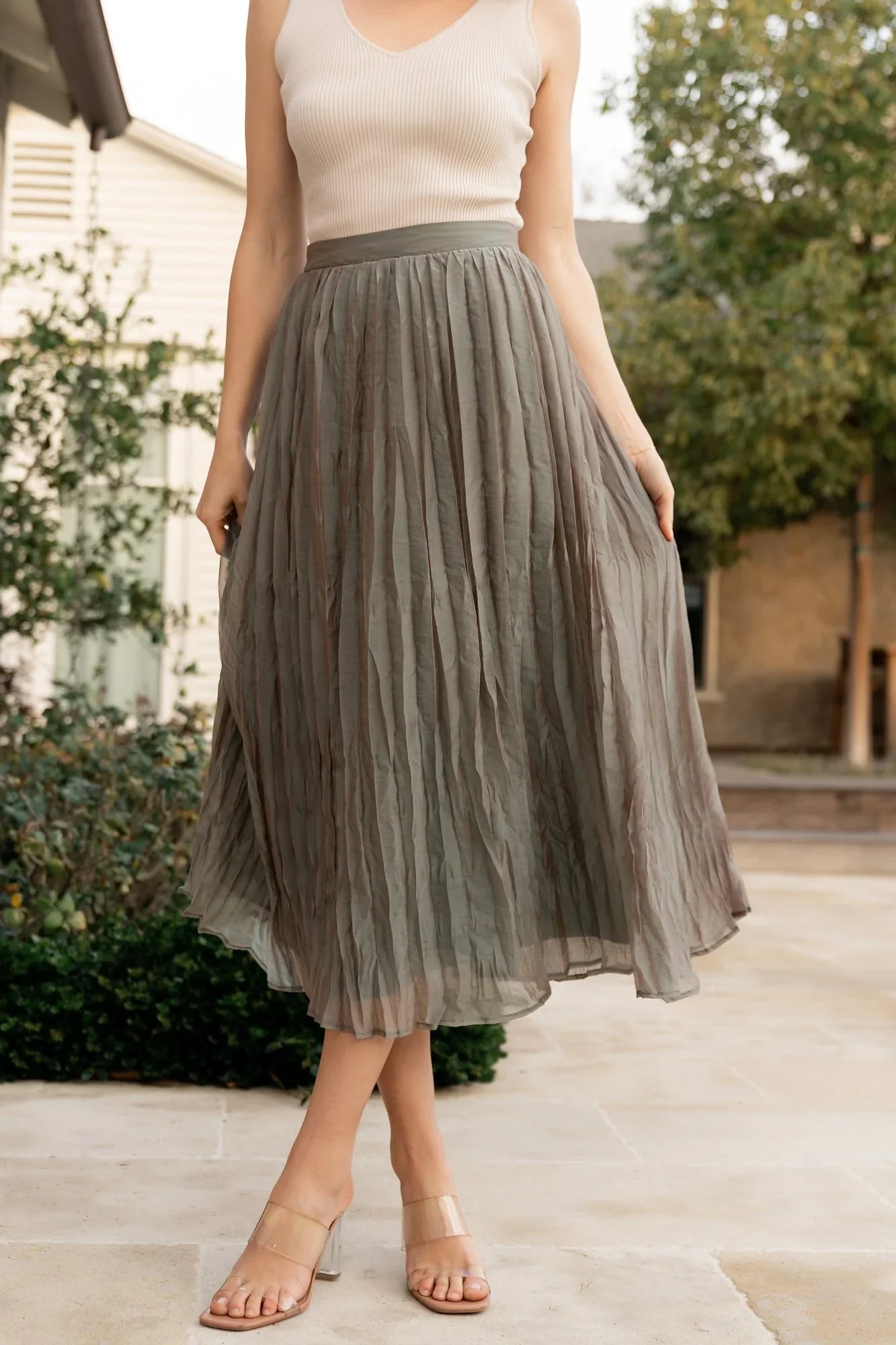 Cyra Midi Skirt | Sage