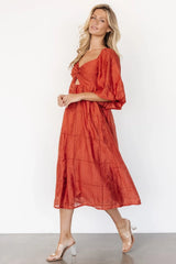 Brynn Midi Dress | Rust