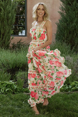 Julieta Tiered Maxi Dress | Off White Floral