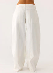 Johnny Low Rise Wide Leg Jeans - White