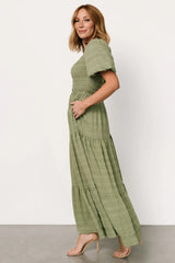 Amaya Smocked Dress | Green