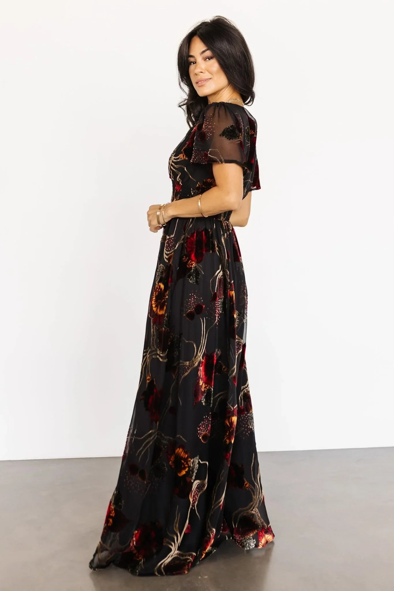 Valen Maxi Dress | Black Multi
