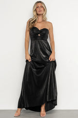 Seraphine Pleated Strapless Gown | Black