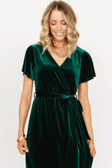 Nadine Velvet Midi Dress | Green