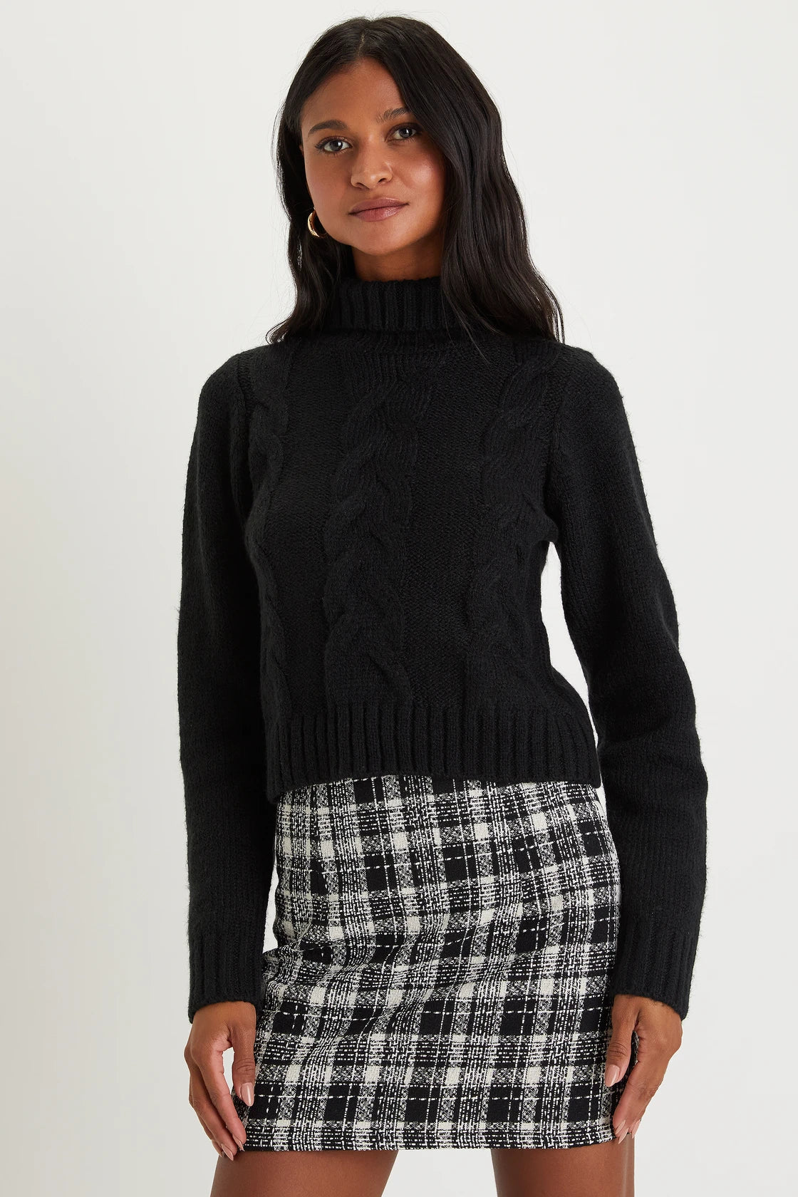Snuggly Touch Burgundy Cable Knit Turtleneck Sweater