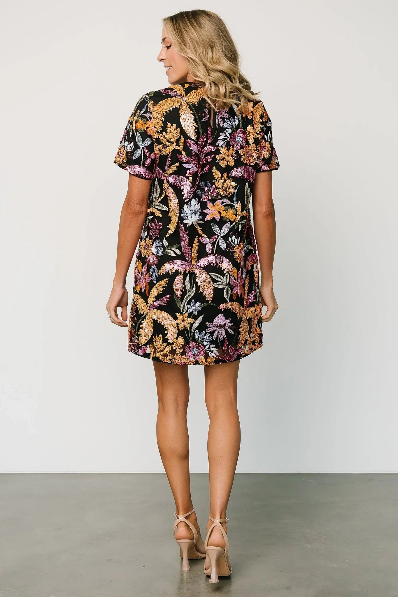 Patricia Sequin Short Dress | Black