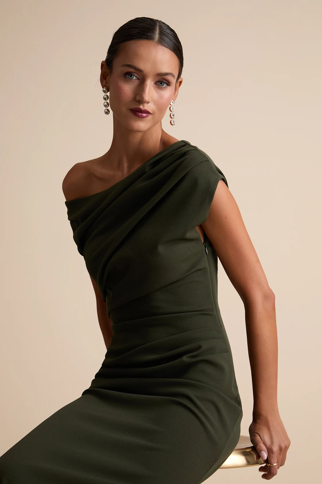 Janine Navy Asymmetrical Maxi Dress