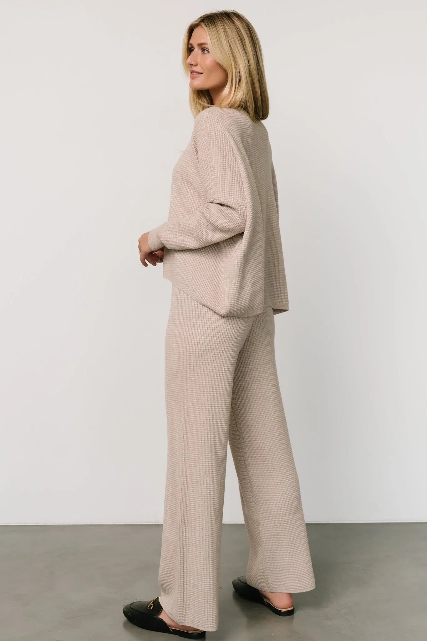 Owen Waffle Sweater Top | Oatmeal