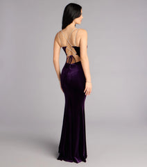 Amity Velvet Rhinestone Lace-Up Formal Dress