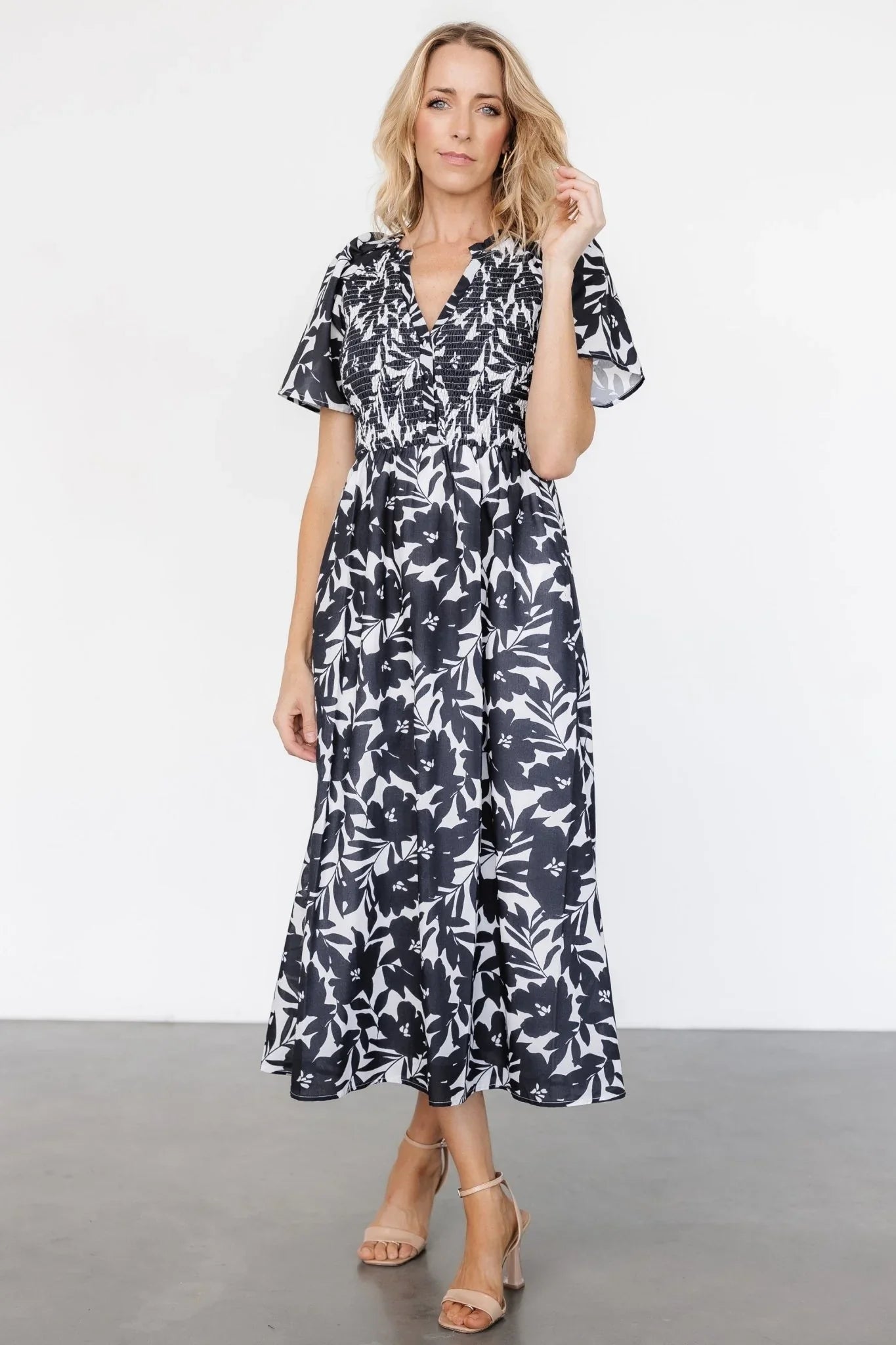 Annise Midi Dress | Black Floral
