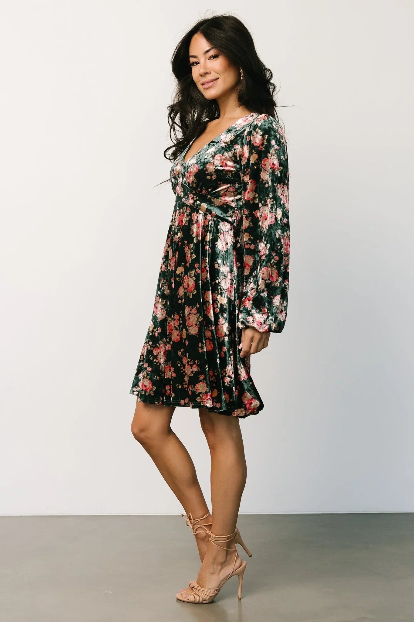 Teri Velvet Short Dress | Forest Multi