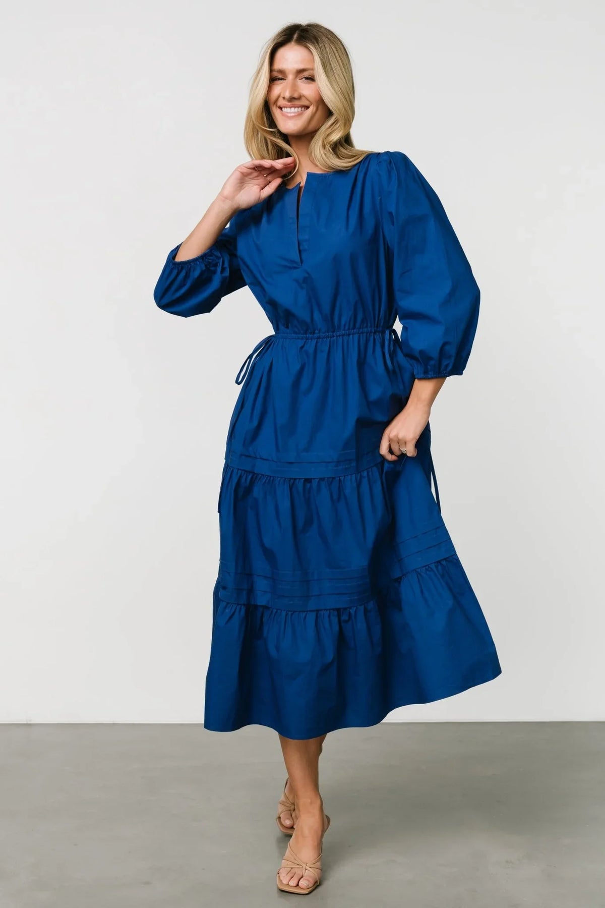Santa Fe Poplin Midi Dress | Cobalt