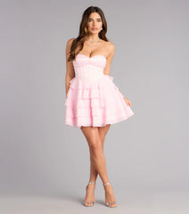 Jade Satin Chiffon Corset Skater Dress