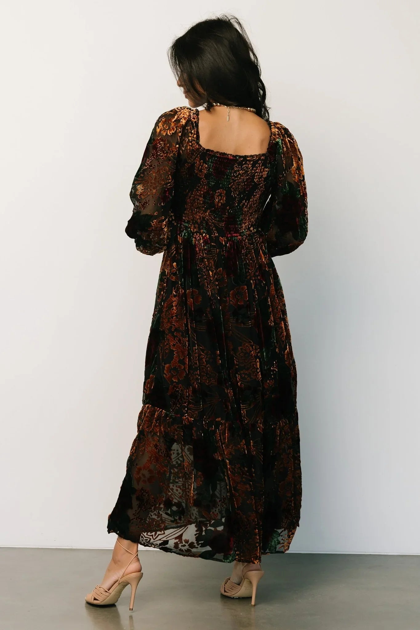 Marlow Velvet Embossed Dress | Black Multi