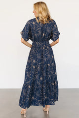 Hedda Tiered Maxi Dress | Deep Blue + Natural Floral