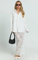 Dahlia Midi Skirt - Lace Skirt in White