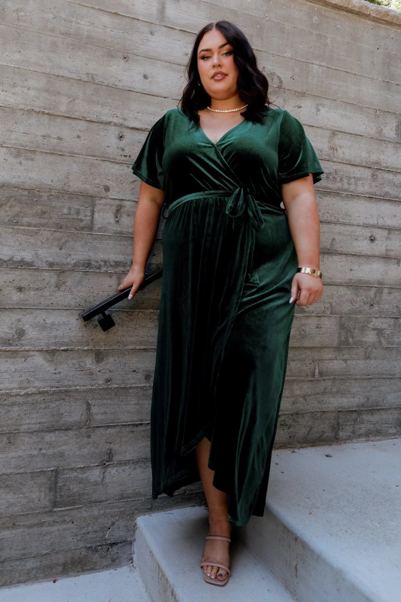 Nadine Velvet Midi Dress | Green