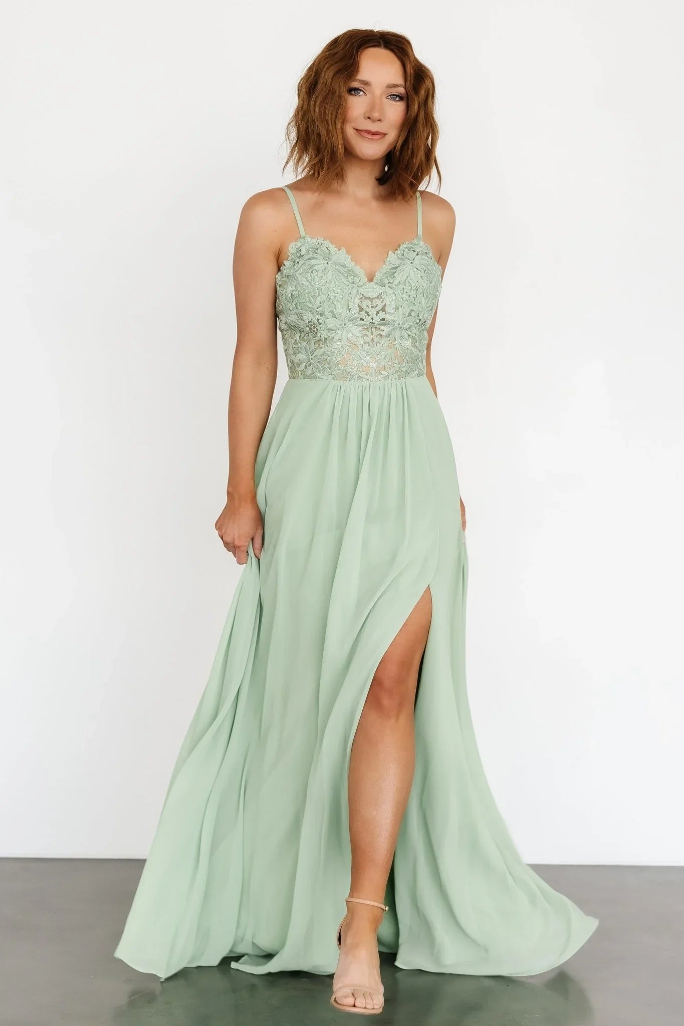 Samantha Lace Top Gown | Sage