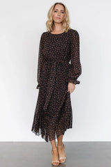 Edith Pleated Dress | Navy + Copper