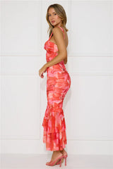 Fantasy Forest Mesh Maxi Dress Print