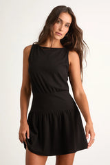Junie Terracotta Ribbed Knit Boat Neck Mini Dress