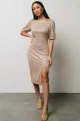 Socorro Sequin Midi Dress | Champagne