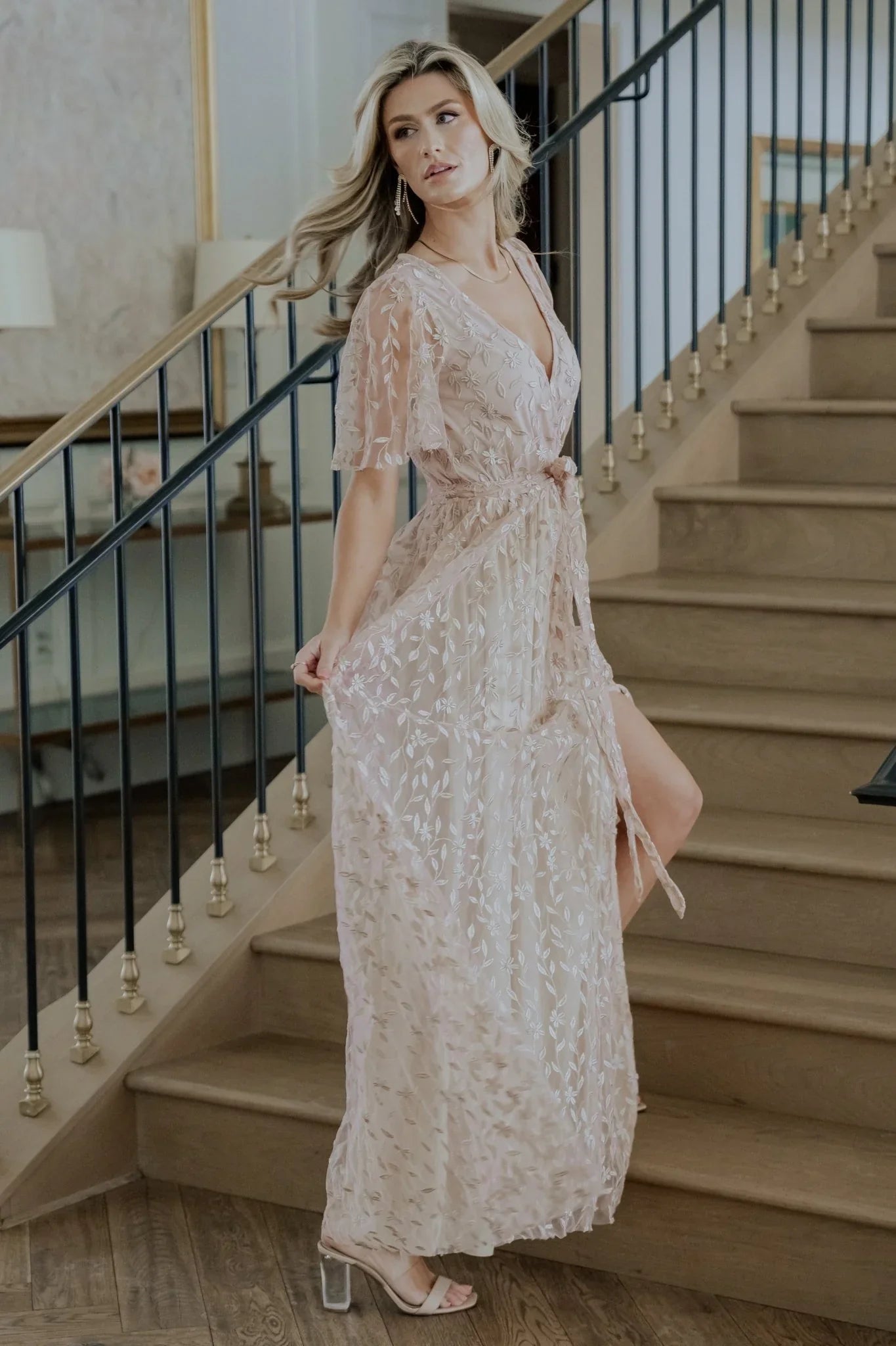 Marseille Embossed Maxi Dress | Champagne