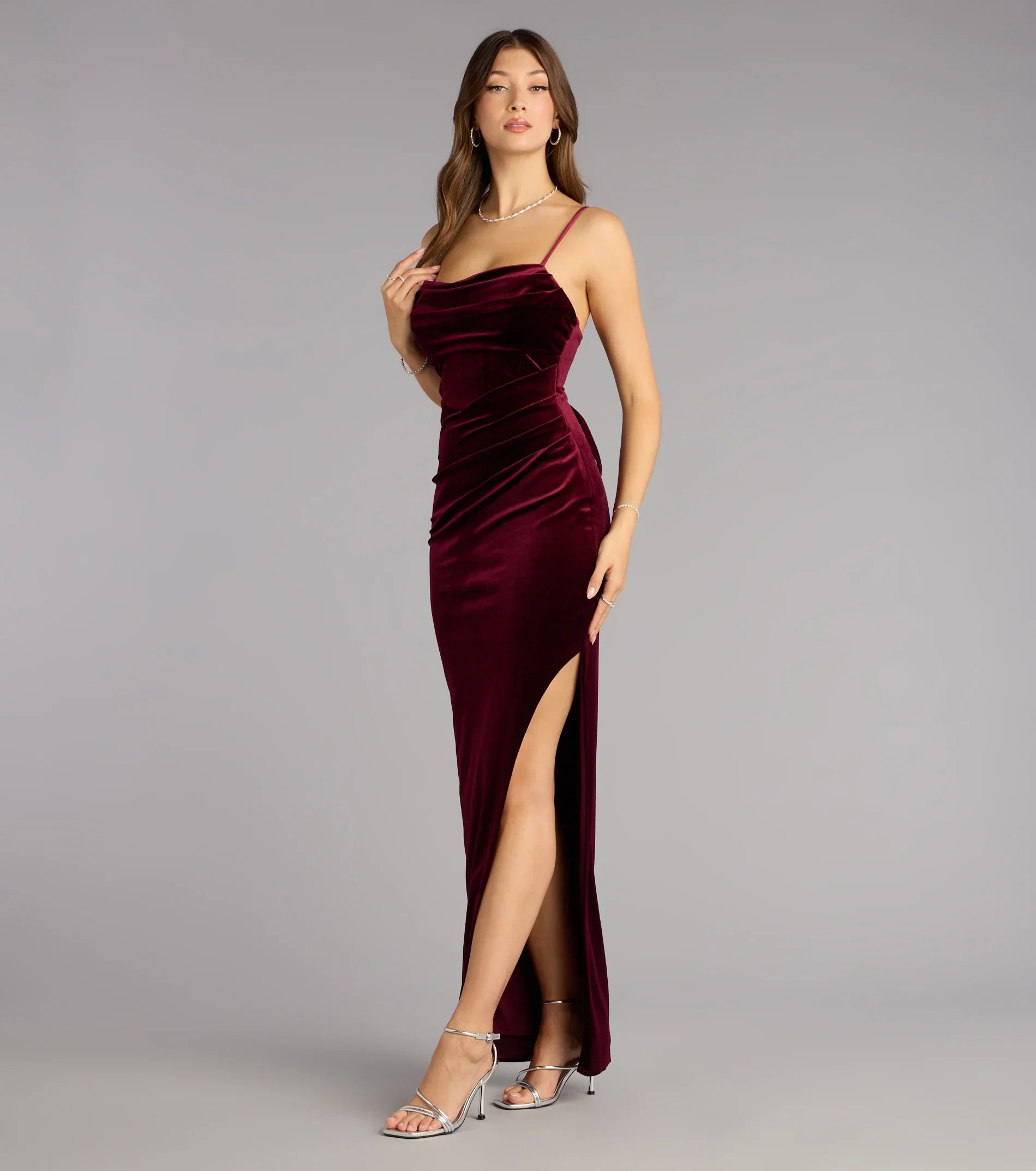 Sloane Velvet Lace-Up Column Dress