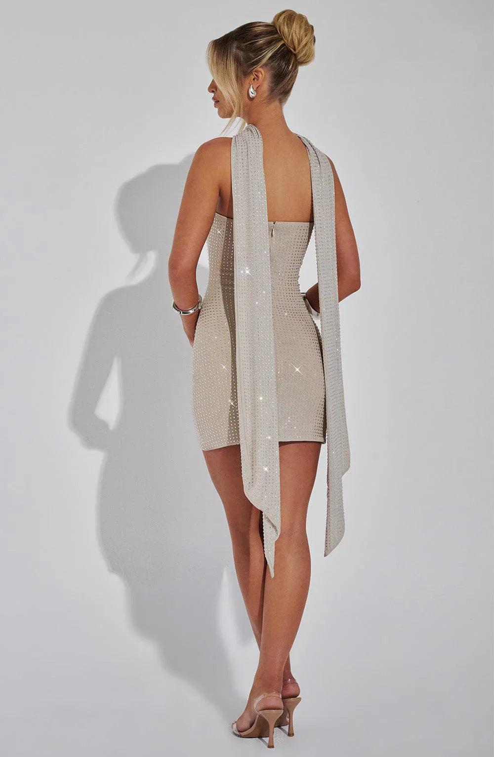 Ginni Scarf - Silver/Nude